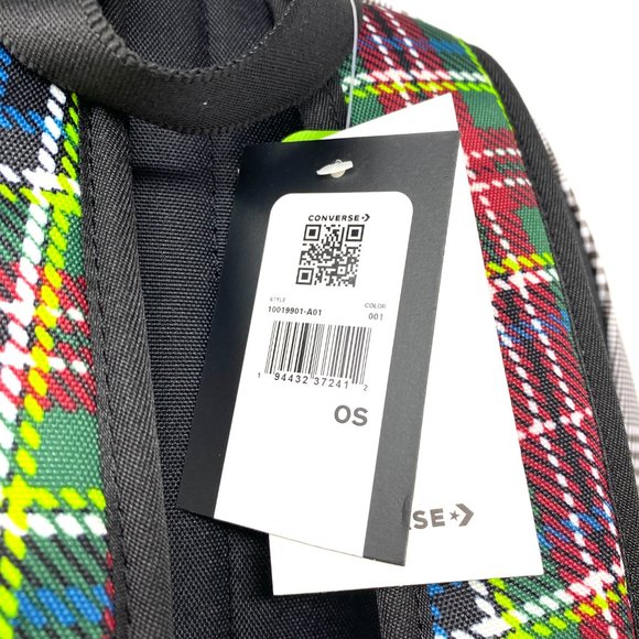 💖MEGA SALE💖Converse 10019901-A01 Go 2 Patterned Check Backpack Black White - Picture 6 of 7